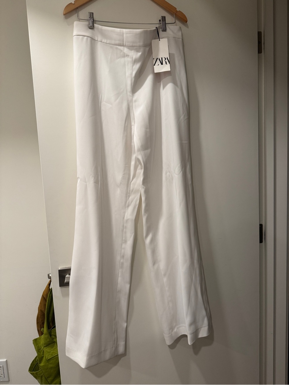 Zara White High-Waist Wide-Leg Trousers